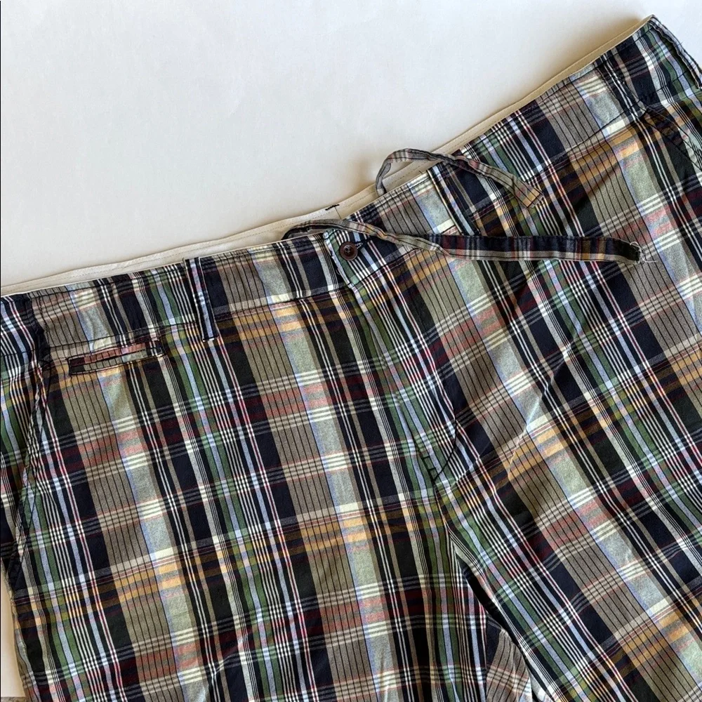 Vintage‎ Polo Ralph Lauren Blue Green Madras Plaid Cotton Chino Shorts Men’s 46B